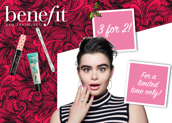 3 for 2 on Benefit at Sam McCauley Chemists!